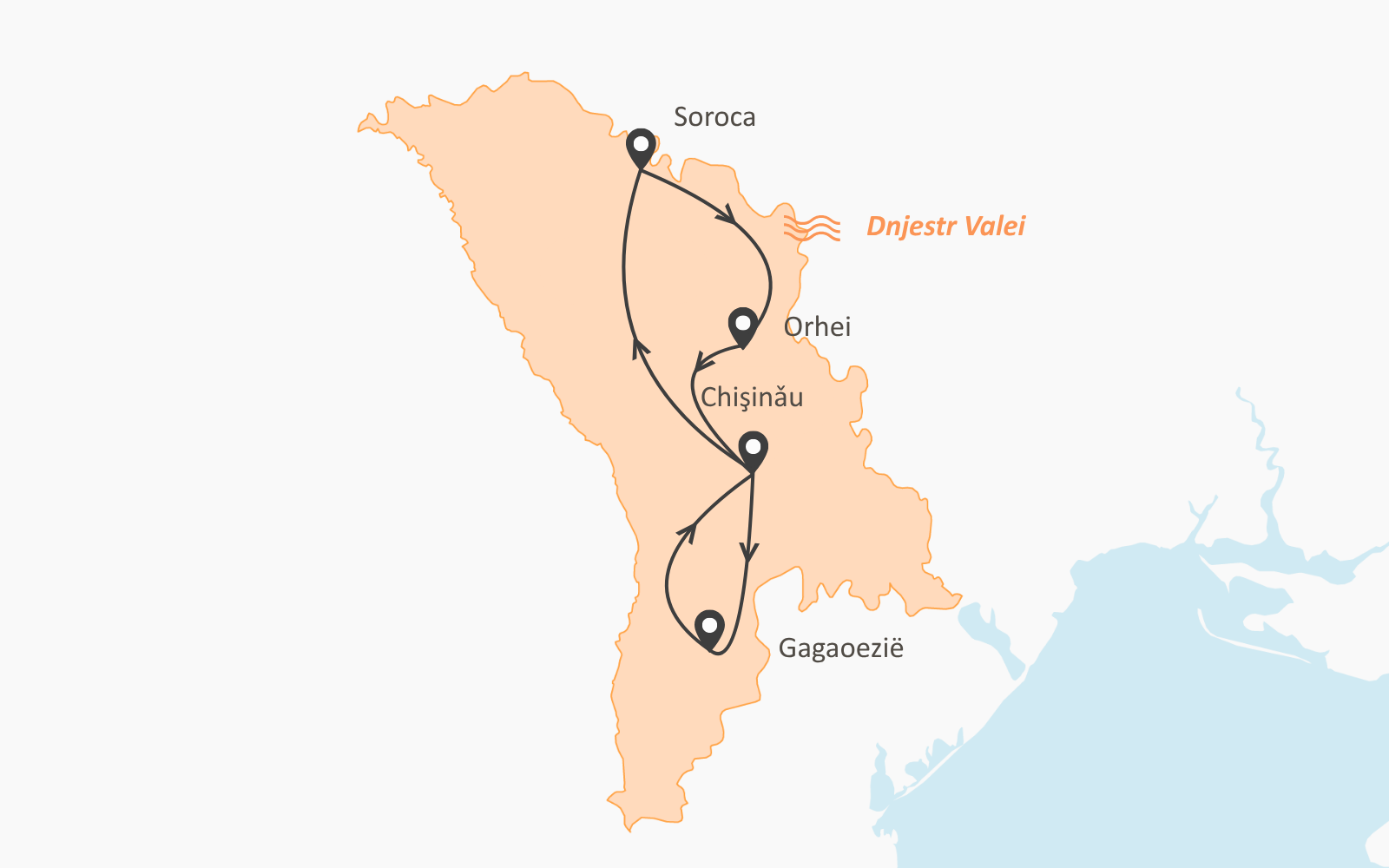Kaart Rondreis Moldavië - Wijn, unieke geschiedenis en prachtige natuur